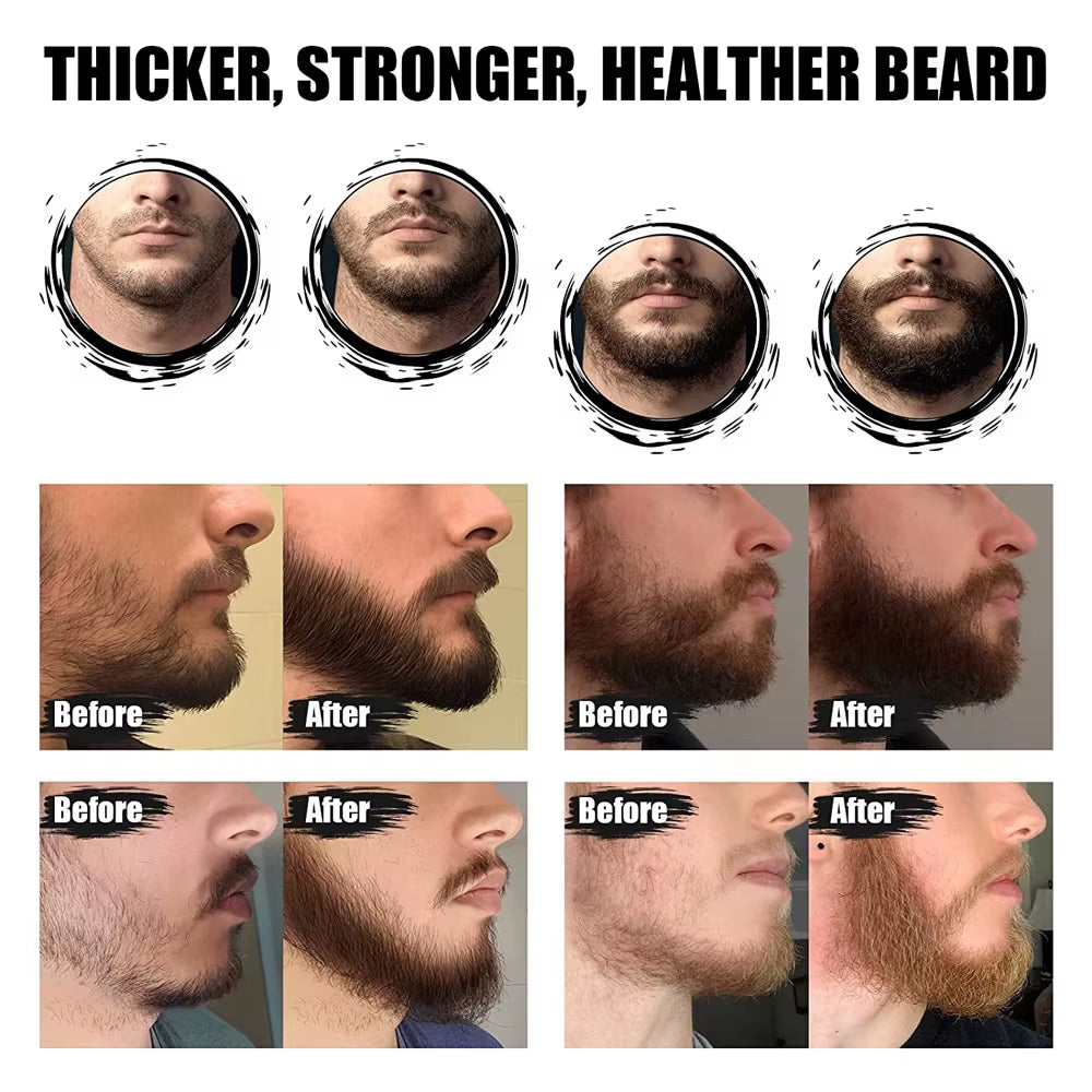 Beard Growth Kit Beard Hair Enhancer Growth Thickening Activator Serum Beard Oil, Beard Balm, Bamboo Brush Comb Beard Care Kit