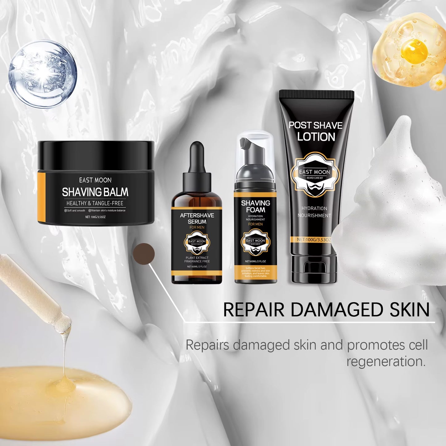 Beard Care Series Deep Moisturizing Improving Damaged Reduce Frizz Prevent Dry Promote Gentle Grooming for Men Beard Growth Kit