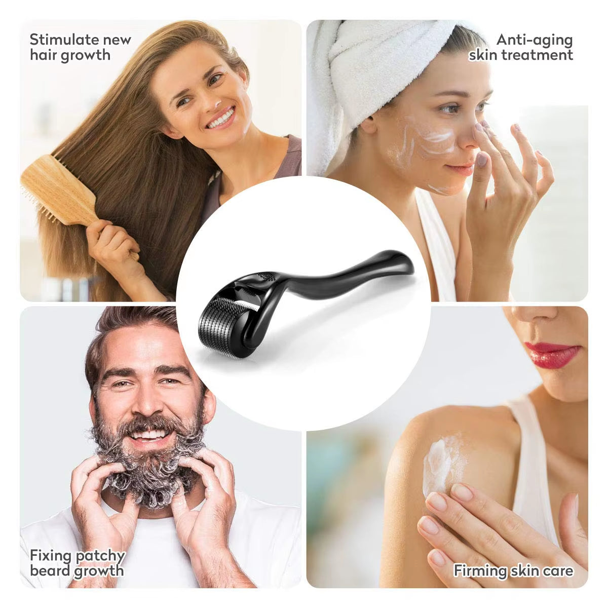 Derma Roller for Skin,Beard & Hair 0.2Mm\0.25Mm\0.3Mm Needle- Micro Face Roll Tool 540 Needles for Facial,Body & Hair Growth